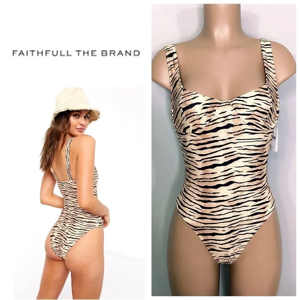 New. Faithfull The Brand animal print underwire swimsuit. Normally $179